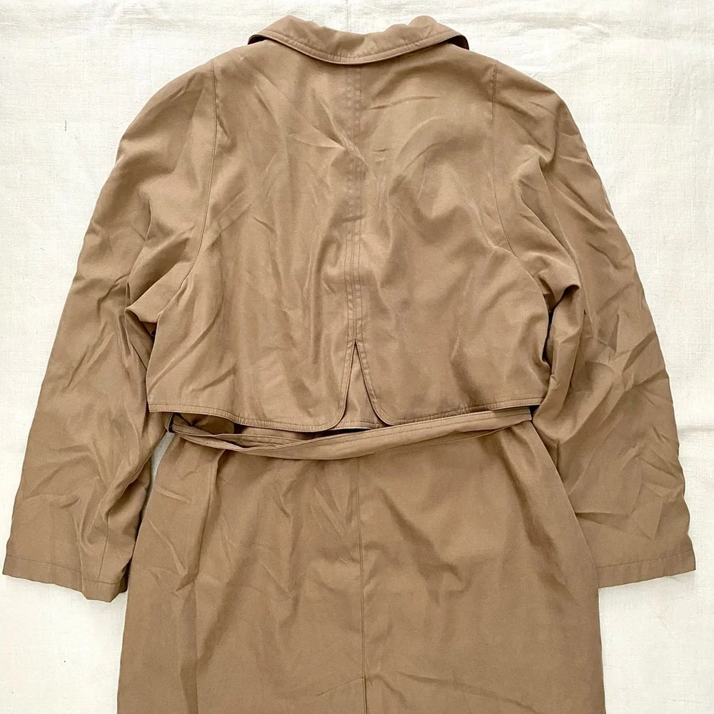 VTG Tan Trench Coat Jacket - Picture 7 of 8